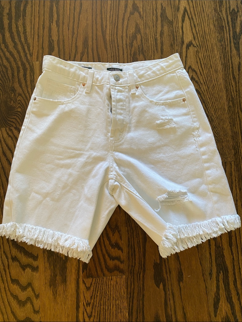 wild fable White Denim Shorts with Brand Label